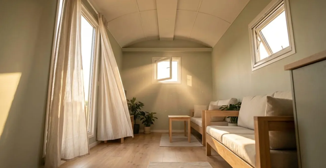 Schema ventilazione naturale in mobile home con effetto camino