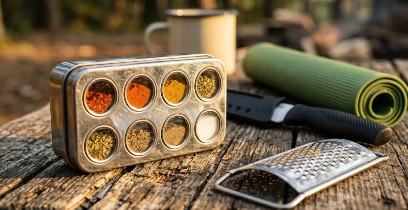 Kit di spezie da viaggio e utensili essenziali per la cucina da camping