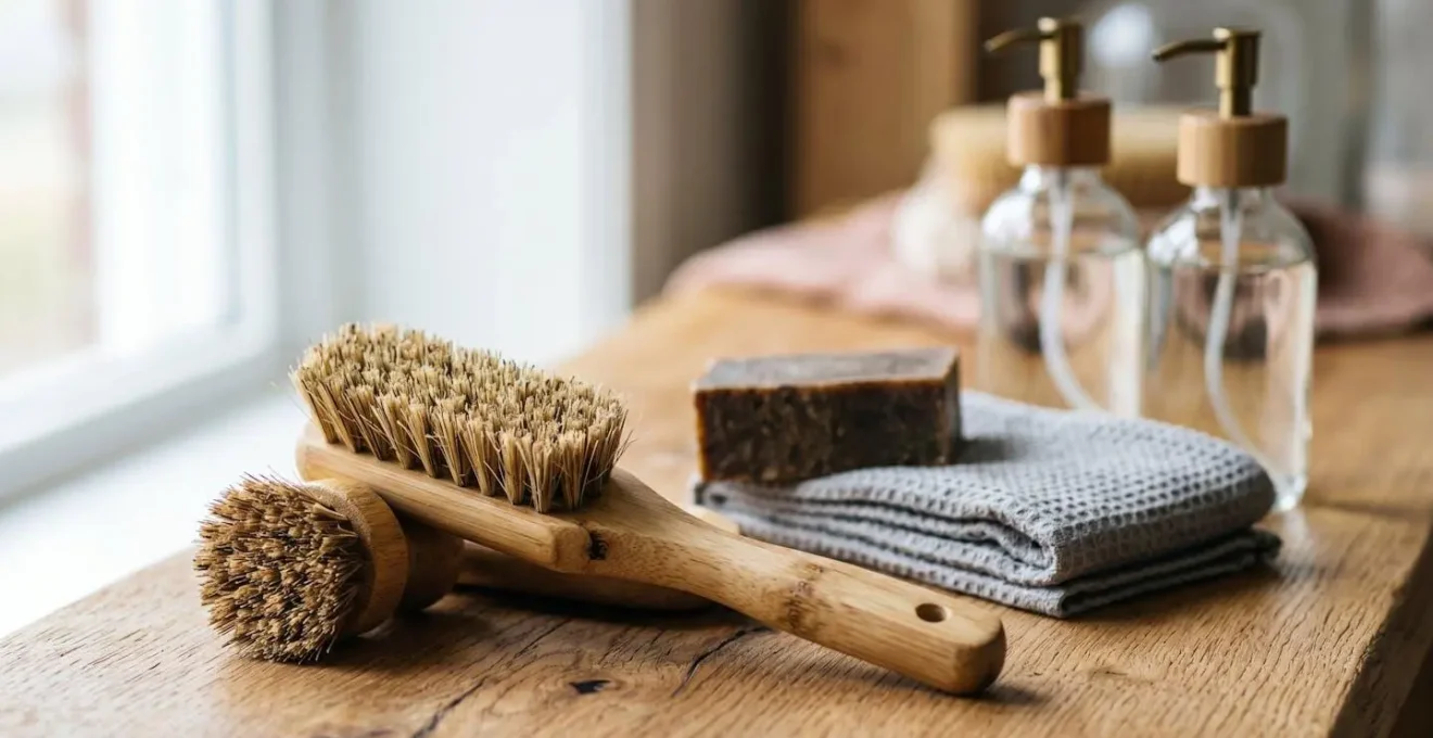 Kit di pulizia ecologico e compatto per bagno privato in piazzola