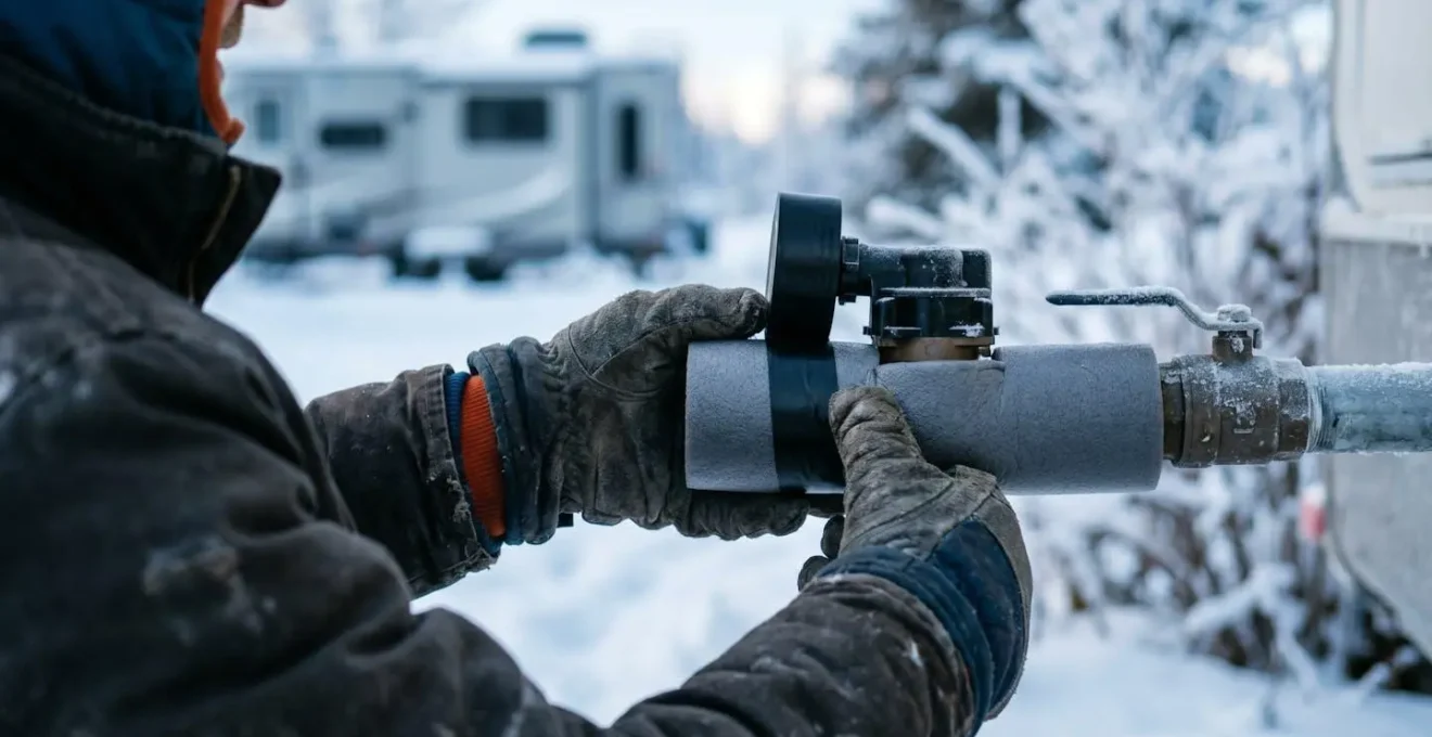 Sistema di protezione invernale per valvola scarico camper